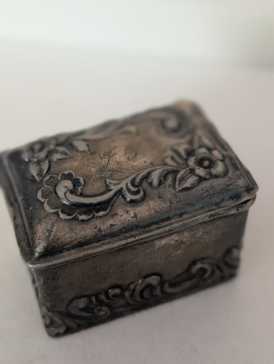 Antique Other - Antique Silver Plated Gilt Trinket Box Floral Repoussé Monogrammed